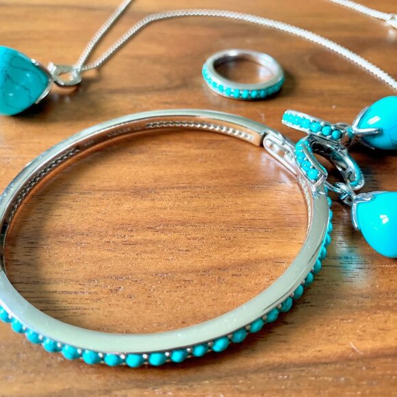 BRAND NEW Silver and Turquoise Jewelry set by Ti Sento Milano - Picture 2 of 10